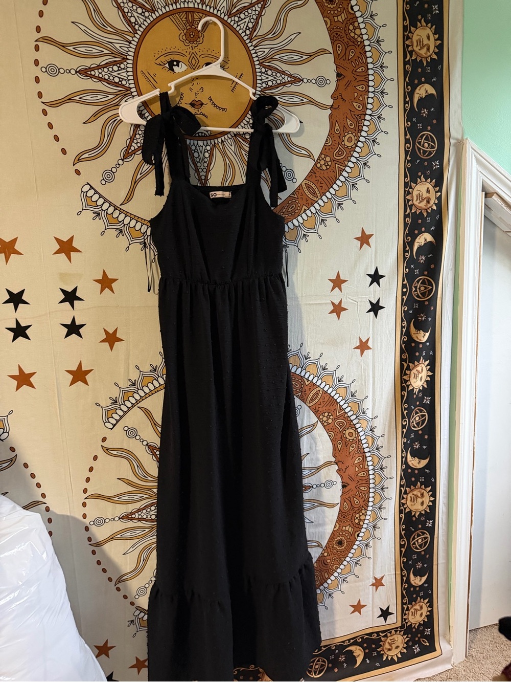 SO Black Tie-Shoulder Maxi Dress